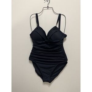 Hilor Women's 10 One Piece Bathing Suit Swimsuit Tummy Slimming Black NWT